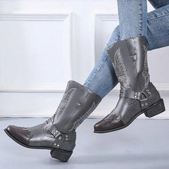 Women Plus Size Chunky Heel Slip-On Boots