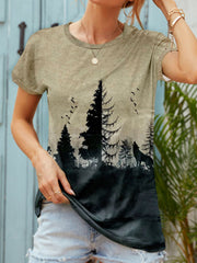 Round neck fashion printed casual short sleeve T-shirts