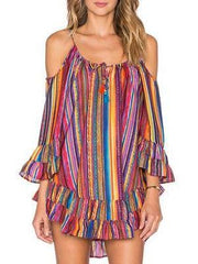 Off shoulder Falbala Iridescence Vest T-Shirts