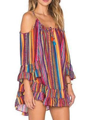 Off shoulder Falbala Iridescence Vest T-Shirts