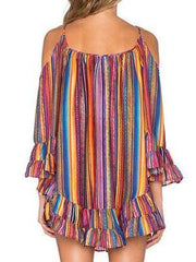 Off shoulder Falbala Iridescence Vest T-Shirts