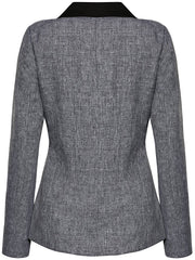 Color Block Notch Lapel Single Button Long Sleeve Blazer