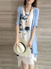 Asymmetric Hem Printed Two-Piece Shift Dress
