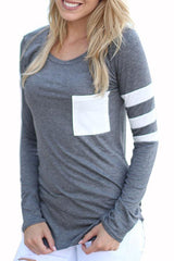 Round Neck Patchwork Color Block T-Shirts