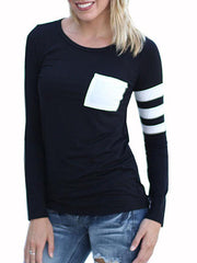 Round Neck Patchwork Color Block T-Shirts