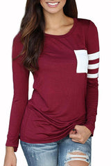 Round Neck Patchwork Color Block T-Shirts