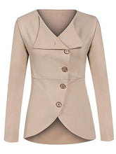 Solid Diagonal Buttons Long Sleeve Blazer