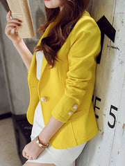 Single Button Plain Notch Lapel Blazer