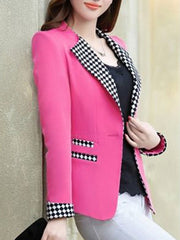 Plaid Notch Lapel Single Button Blazer