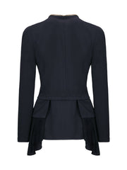 Designed Zips Peplum Plain Blazer