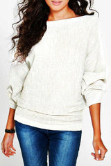 Round Neck Plain Batwing Sleeve Sweaters