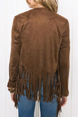 Snap Front Tassel Plain Cardigans