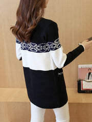Color Block Printed Patch Pocket Cardigan