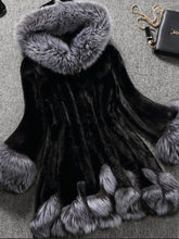 Luxurious Hooded Faux Fur Color Block Coats