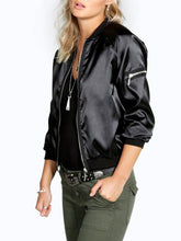 Band Collar Zips Plain Bomber Jacket