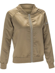 Band Collar  Zips  Plain Bomber Jacket