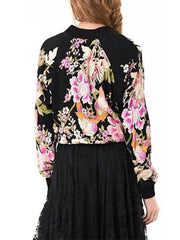 Band Collar  Floral Printed Jacket