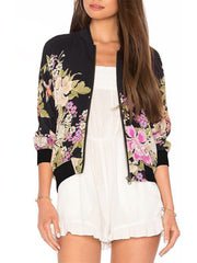 Band Collar  Floral Printed Jacket