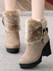 Plain Stiletto High Heeled Faux Suede Casual Boots