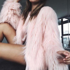 Luxury Women Plus Size Multicolor Warm Thicken Faux Fur Coat