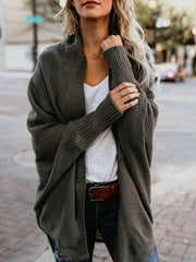 Asymmetric Hem Batwing Sleeve Cardigans