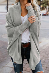 Asymmetric Hem Batwing Sleeve Cardigans