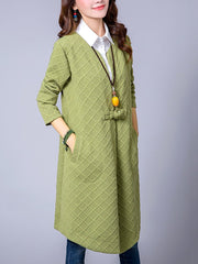 Collarless Pocket Single Button Plain Trench Coat