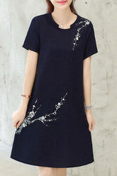 Asymmetric Neck Floral Printed Shift Dresses