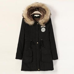Winter Jackets Women Fur Collar Long Parka Hoodies Cotton Outwear