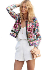 Women's Cardigan Jacket Floral Printed Coat Outwear
