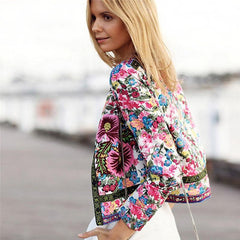 Women's Cardigan Jacket Floral Printed Coat Outwear