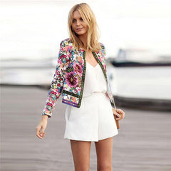 Women's Cardigan Jacket Floral Printed Coat Outwear
