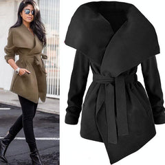 Women Woolen Coat With Belt