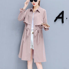Women's Thin Overcoat With Waist Belt Jacket Coat