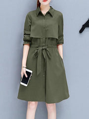Women's Thin Overcoat With Waist Belt Jacket Coat