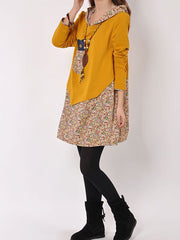 Cute Printed Hooded Mini Shift Dress