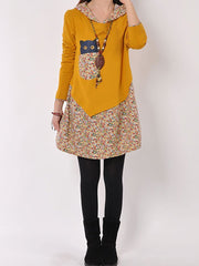 Cute Printed Hooded Mini Shift Dress