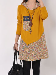 Cute Printed Hooded Mini Shift Dress