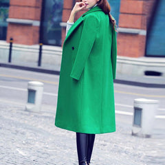 Slim Long Woolen Coats Thick Outerwear