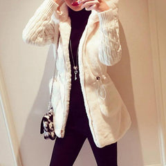 Classic Knit Stitching Plush Thickened Coat