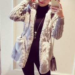 Classic Knit Stitching Plush Thickened Coat