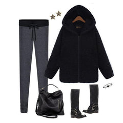 Velvet Thick Hooded Plush Coat Outerwear