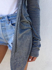 Asymmetric Hem Snap Front Plain Cardigans