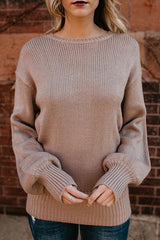 Round Neck Bowknot Back Hole Plain Sweaters
