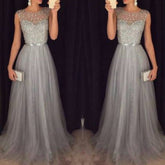 Chiffon Sleeveless Sequined Evening Wedding Dress