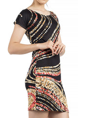 Round Neck Abstract Print Bodycon Dress