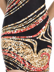 Round Neck Abstract Print Bodycon Dress