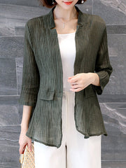 Single Button Plain Half Sleeve Blazers