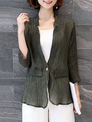 Single Button Plain Half Sleeve Blazers