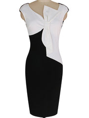 Asymmetric Neck Color Block Bodycon Dress